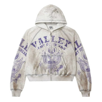 Vale Forever Army Zip Up Grey Hoodie