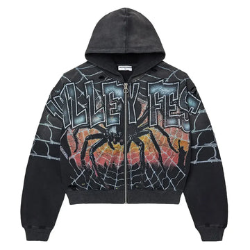 Vale Widow Graphic Zip Hoodie – Black
