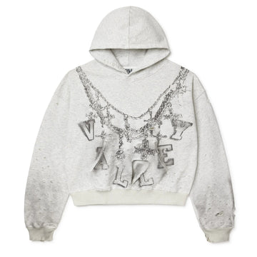 Distressed Chain Hoodie Heather Grey