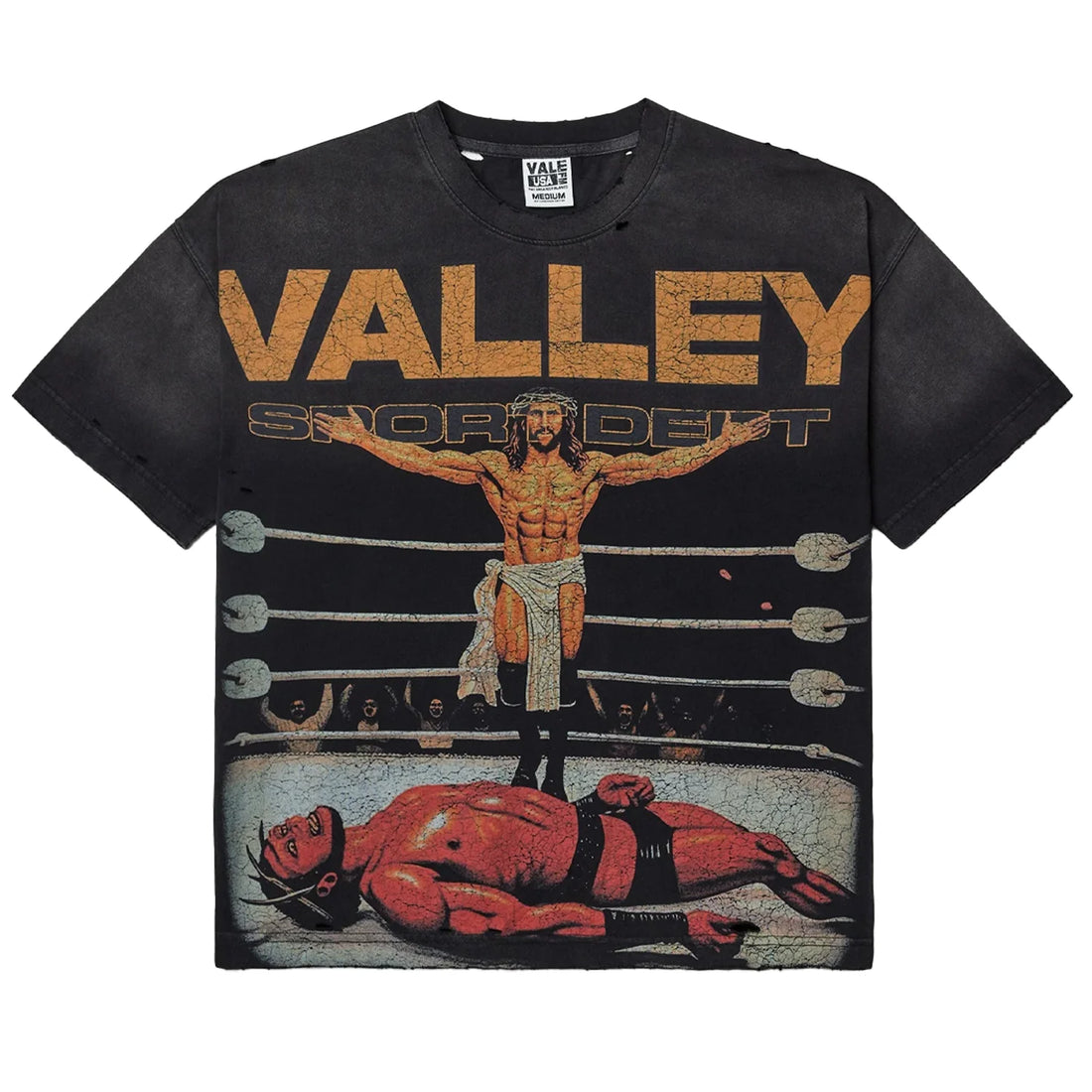 Jesus Vs Hellboy Tee Vintage Black